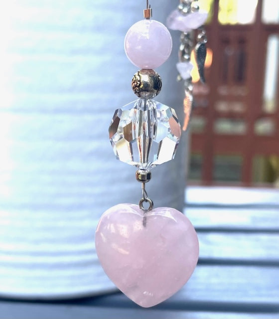 Rose Quartz Suncatcher for Home or Auto