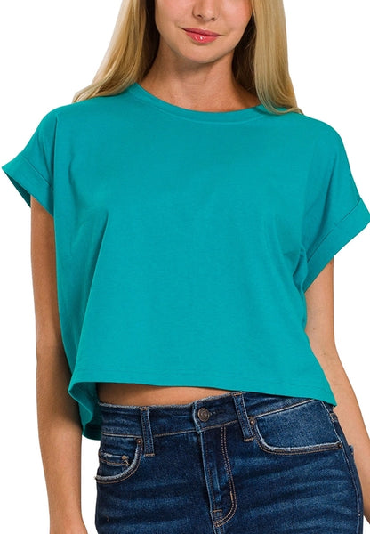 Cotton Short Sleeve Top-Various colors available