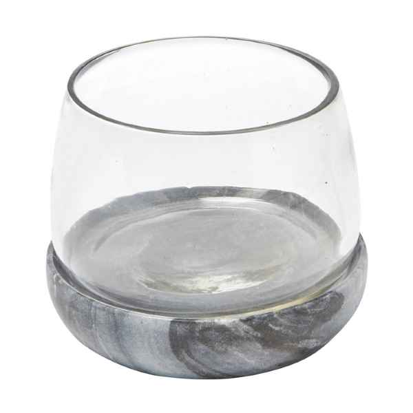 Small Grey Marble base with Glass Bowl