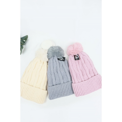 Classic Knit Double Layer Pom Pom Beanies-OUT OF STOCK