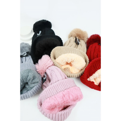 Classic Knit Double Layer Pom Pom Beanies-OUT OF STOCK